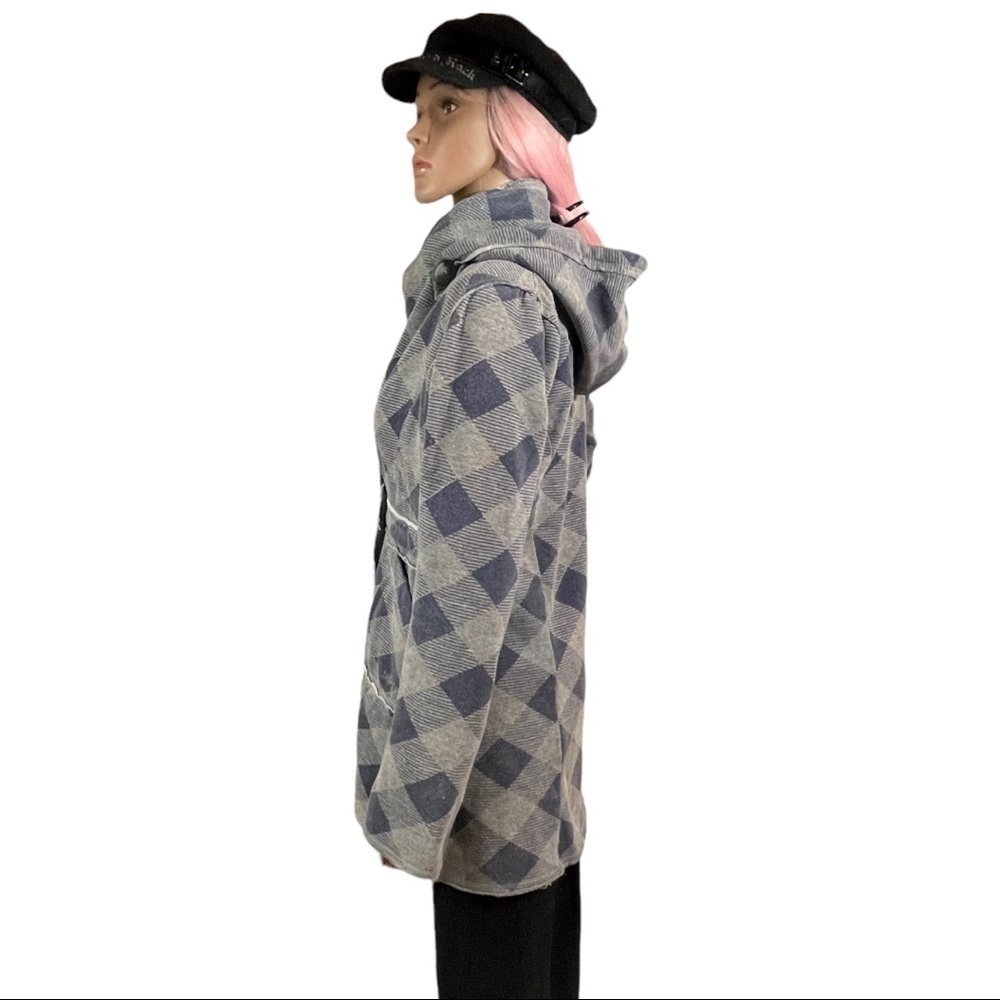 Lucy Love Gray & Blue geometric pattern hooded jacket - Picture 8 of 12